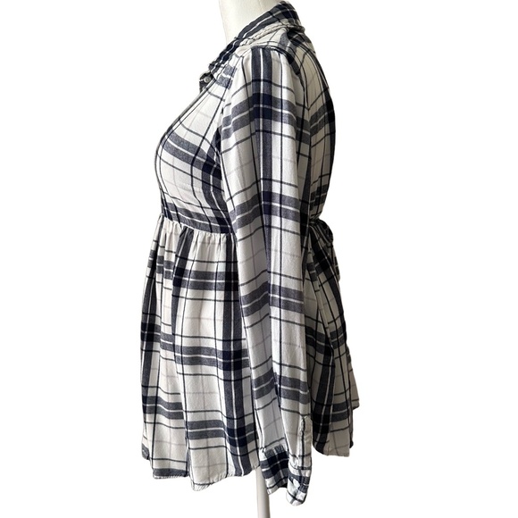 ISABEL MATERNITY Plaid Long Sleeve Button Down Empire Waist Flowy Blouse Size M - Picture 3 of 12